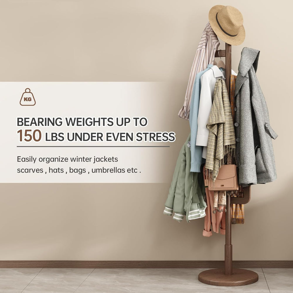 Muwuele Solid Wood Cactus Coat Rack, Freestanding Coat Rack With 6 L-Shaped H...