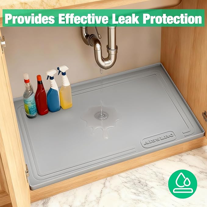 Aisslro Under Sink Mat 22" X 19", Waterproof Silicone Cabinet Organizer - Image 4