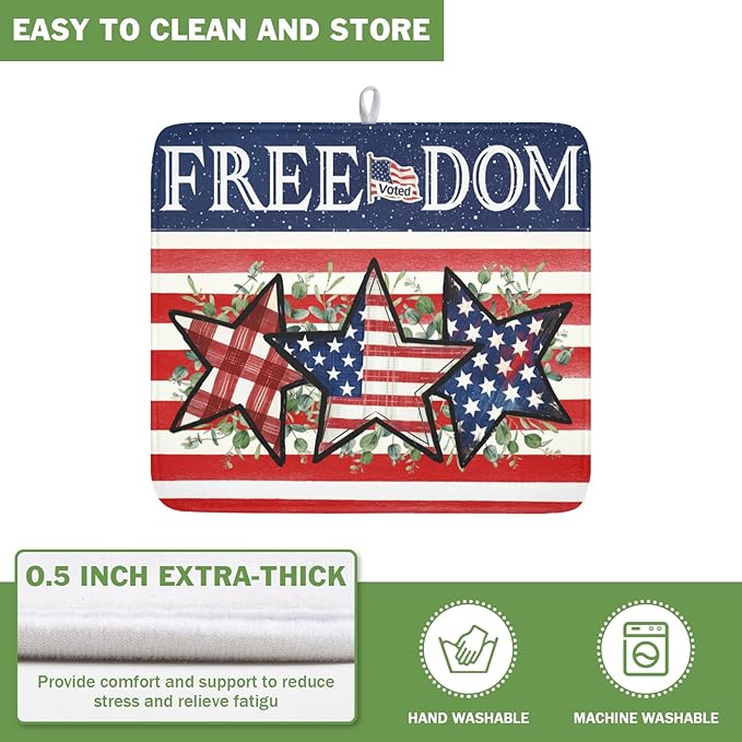 4th of July Dish Drying Mat 18x16 Inch, Patriotic Drying Mat - Image 5