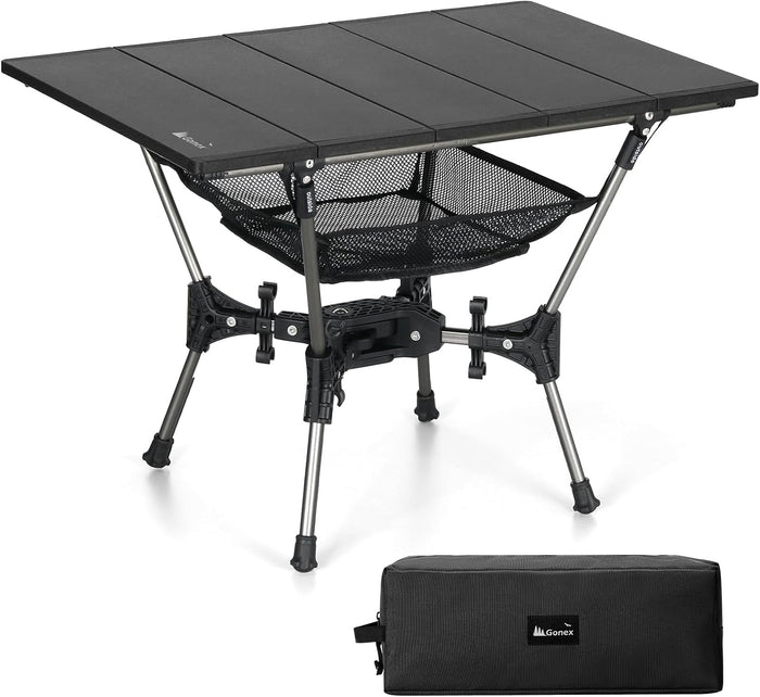 Gonex Foldable Camping Table, Portable Aluminum Roll Up Top Camp Side Table