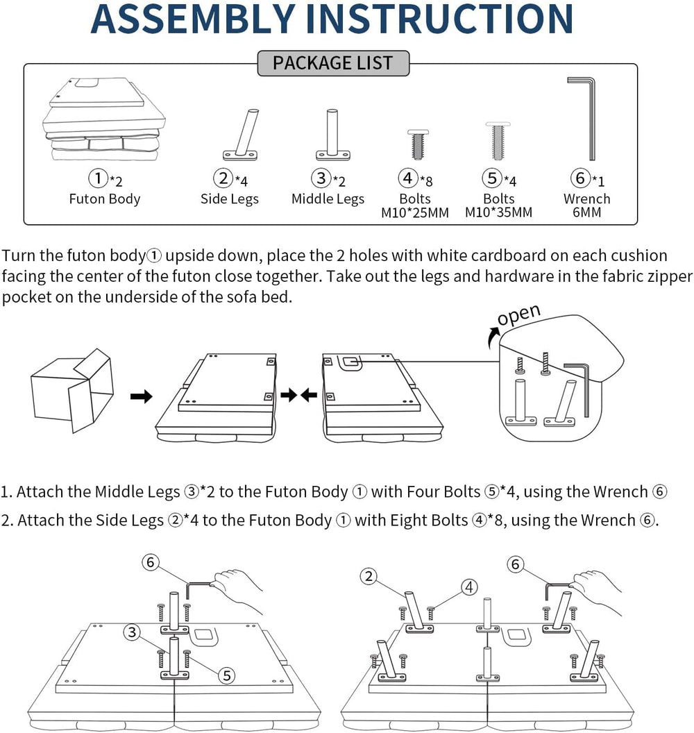 MUUEGM Futon Sofa Bed Couch Memory Foam Futon Convertible Couch Bed Sleeper,M...