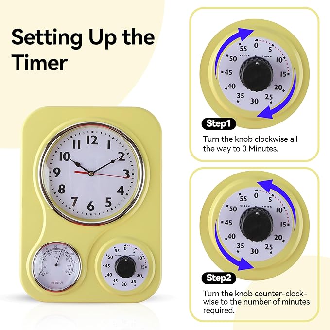 Lily's Home - 9.5 Inch x 12.5 Inch - Retro Kitchen Wall Clock, Vintage Wall - Image 6