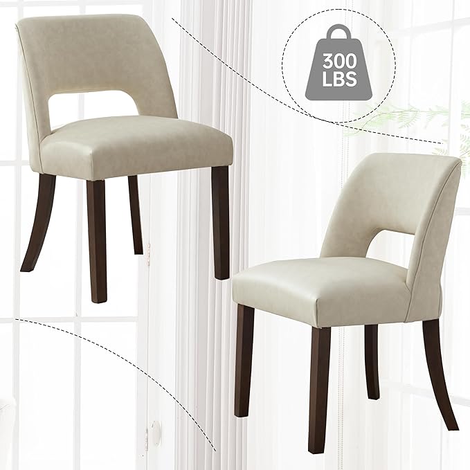 VKNOW Modern Dining Chairs Set of 6, Faux Leather Upholstered Dining Room Cha...