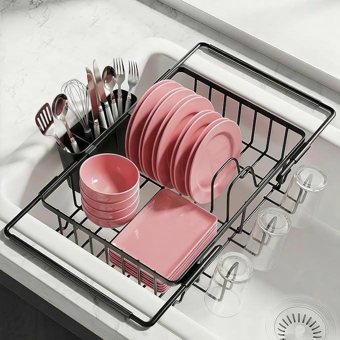 Sylfaen Expandable Over The Sink Dish Drying Rack, Stainless Steel Dish Rack in by Sylfaen
