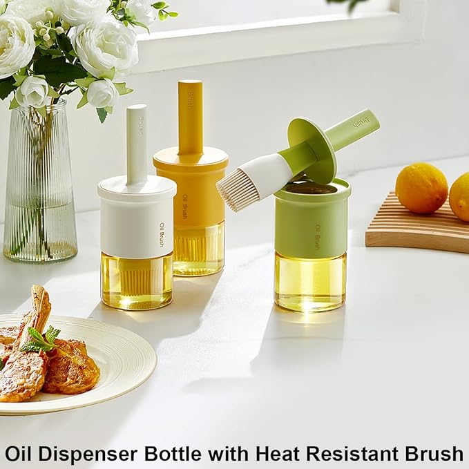 Glass Oil Dispenser with Heat Resistant Brush, Oil Dispenser Bottle with - Image 3