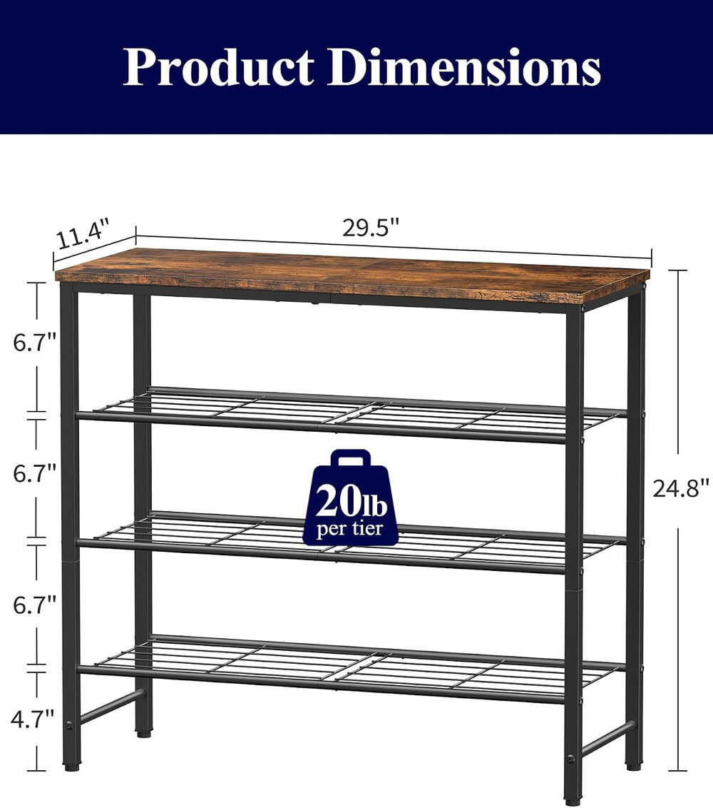 Kitsure Shoe Rack for Closet, Shoe Storage, 29.5" Wide - 4 Tier, Brown |...