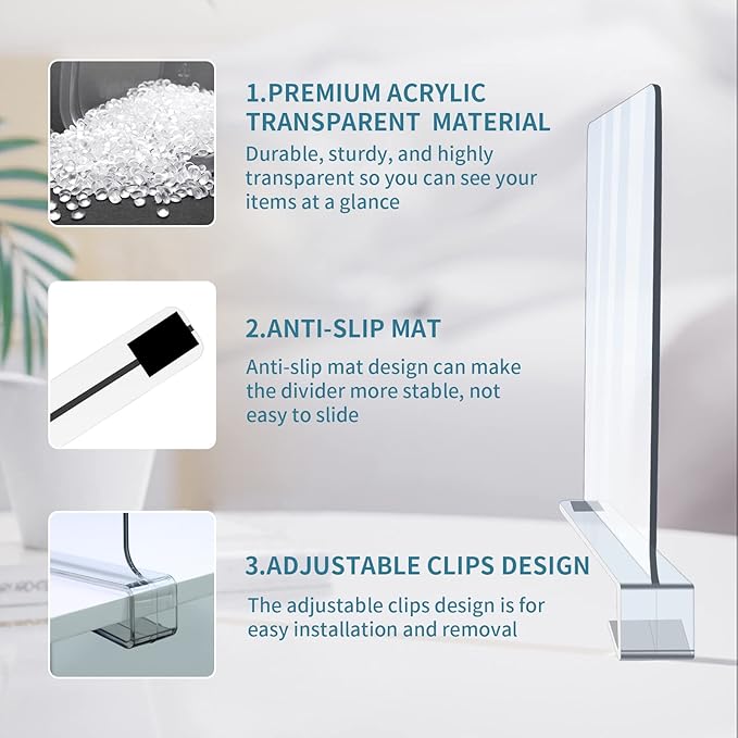 Acrylic Shelf Dividers, Closet Shelf Separators - Image 3