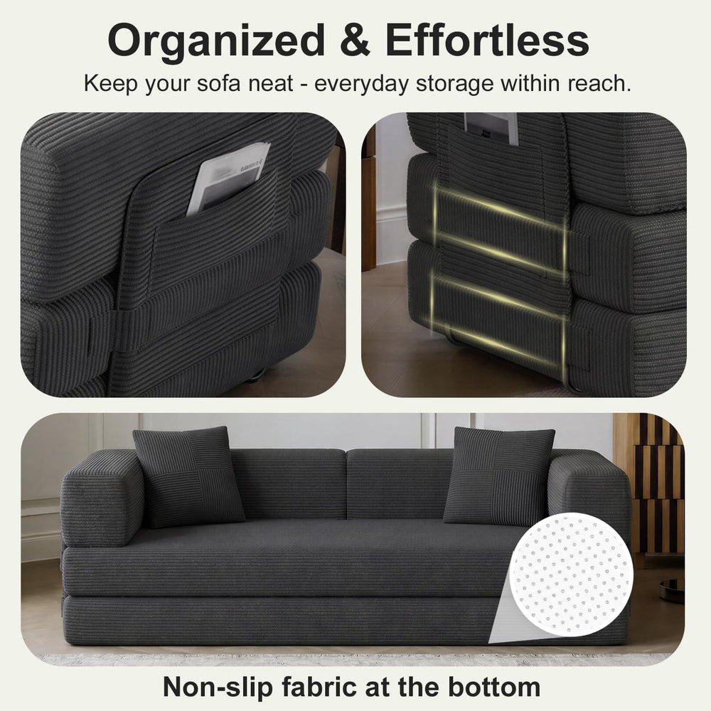 79.5" Convertible Futon Sofa Bed, Boneless Couch for Living Room