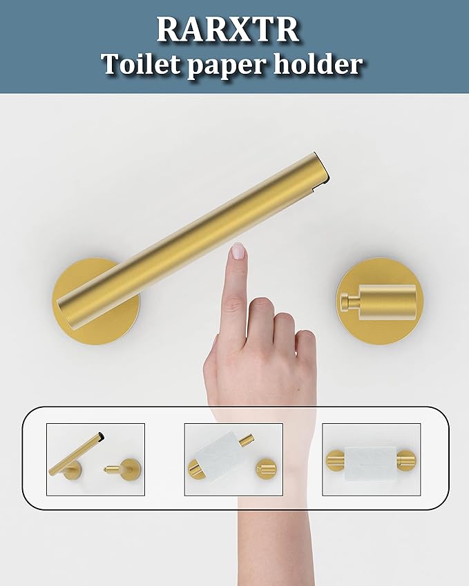RARXTR Gold 2 Pack Toilet Paper Holder SUS304 Stainless Steel Double Post - Image 2