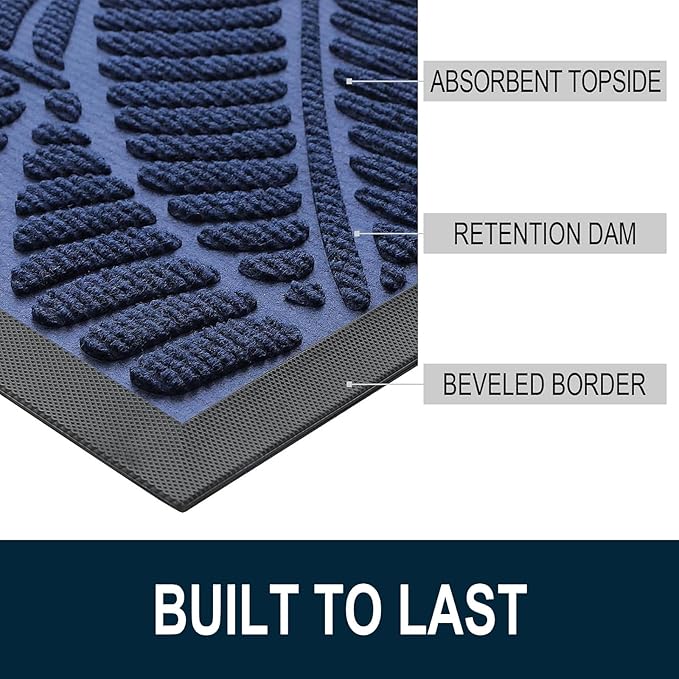 Colorxy Waterproof Doormat, Sturdy Natural Rubber Front Indoor Mat, Non Slip - Image 3