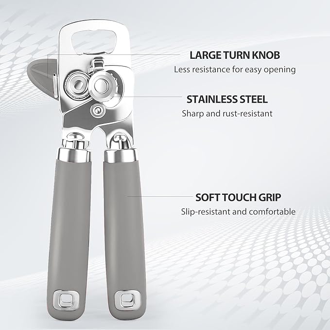 Safring Can Opener Manual, Heavy Duty Stainless Steel Smooth Edge Can Opener - Image 3