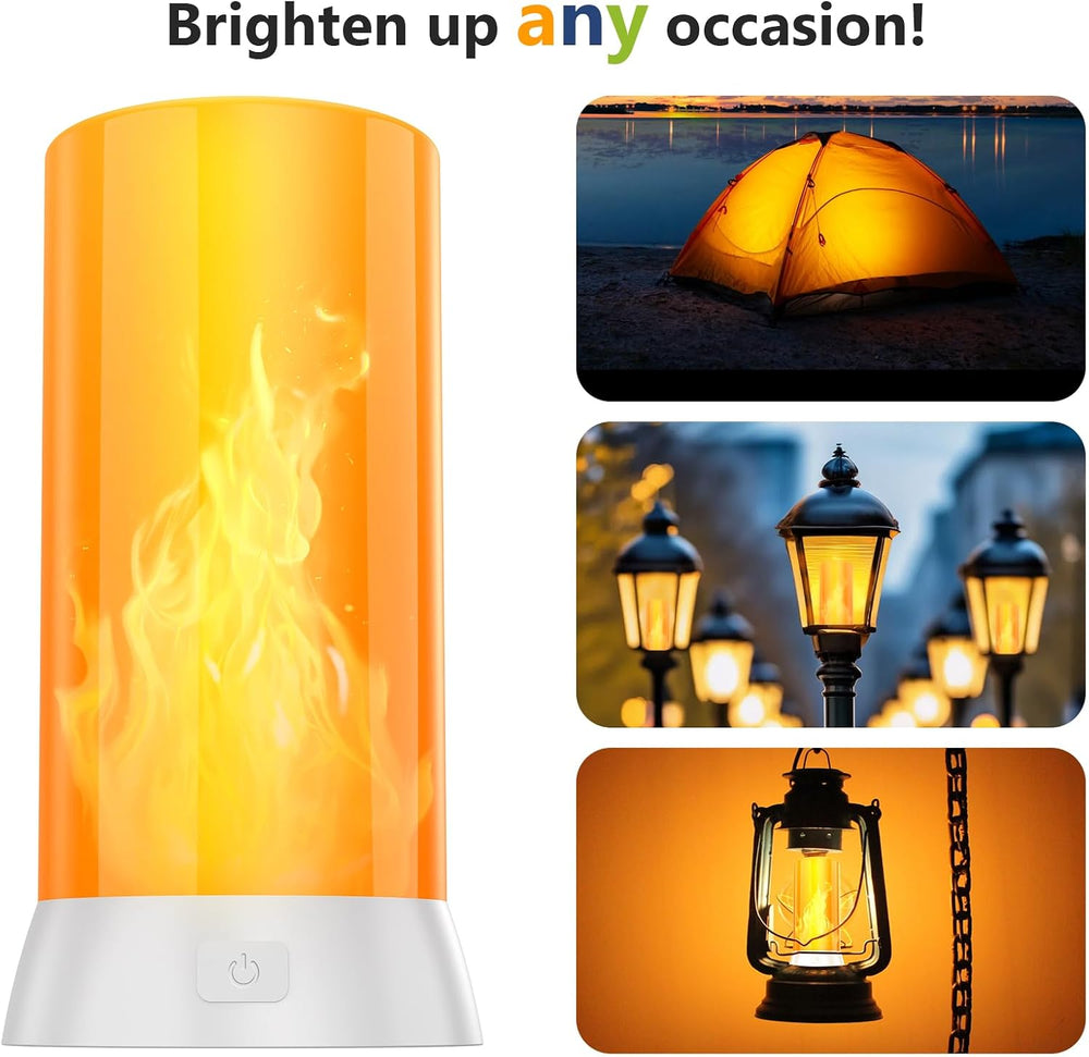 2PCS LED Flame Light, USB Rechargeable Flame Lamp with Remote & Timer, Wa...