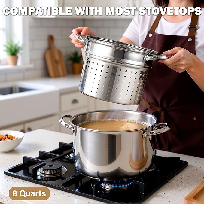 Cooks Standard Pasta Pot with Strainer Basket, 18/10 Stainless Steel 8 Quarts - Image 4