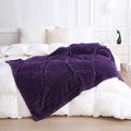 Puncuntex Deep Purple Throw Blanket 90"×90" inches Fuzzy 3D Jacquard Decorative by Puncuntex