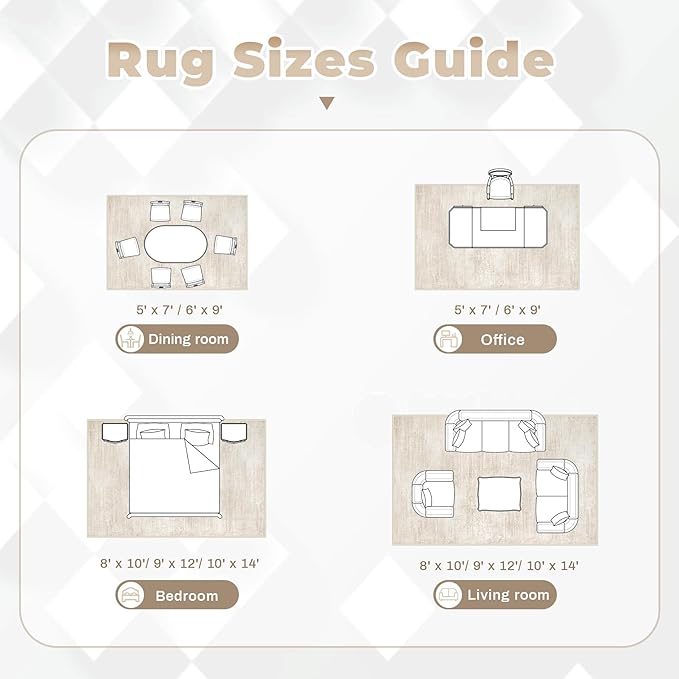Area Rugs 8x10 for Living Room: Washable Rug Modern Abstract Neutral Soft - Image 8