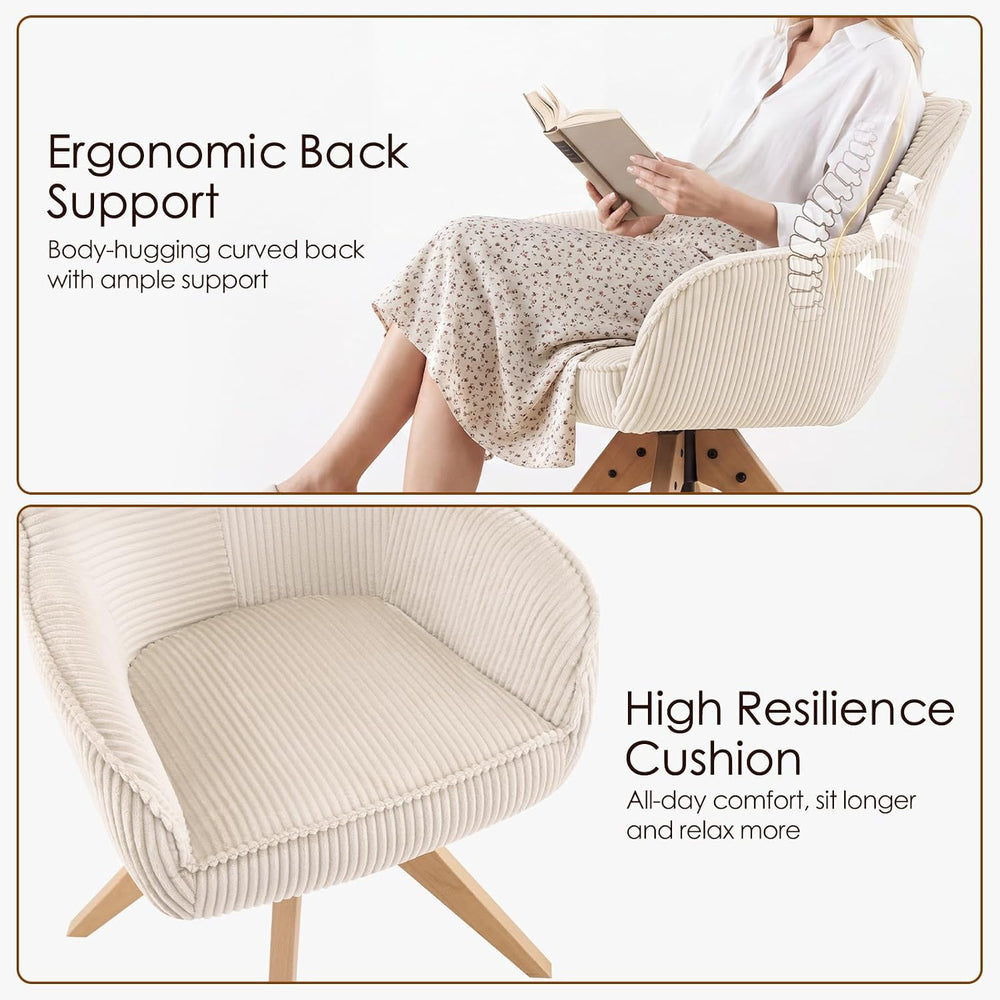 Furniliving Swivel Dining Chairs Set of 2, Mid Century Modern Corduroy Swivel...