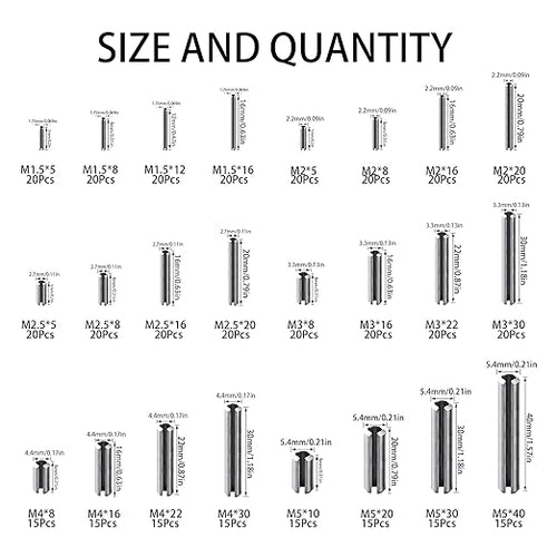 440Pcs 304 Stainless Steel Slotted Spring Pin Assortment Kit, M1.5 M2 M2.5 M3 - Image 2