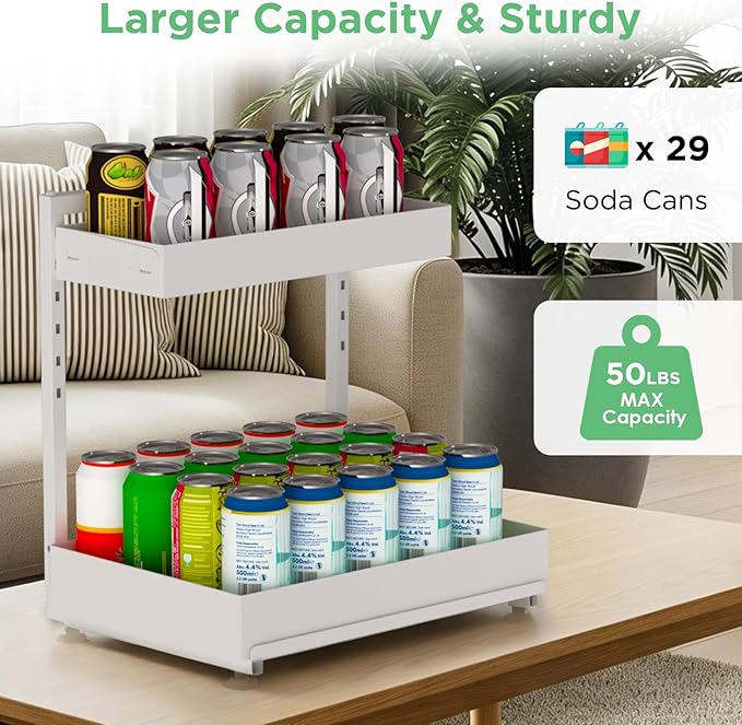 Under Sink Organizer Bathroom Kitchen: 2 Pack 2 Tier Metal Under Cabinet Storage - Image 4