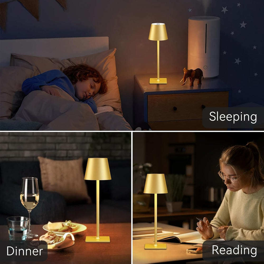 Yogaret 4 Pack Gold Rechargeable Led Cordless Table Lamps,Cordless Lamp with ...