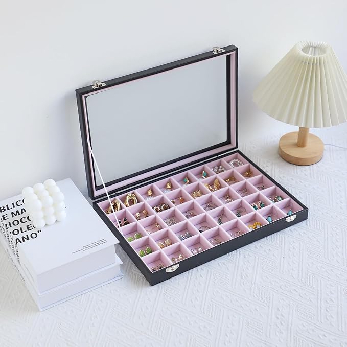 Stratalife Jewelry Organizer 40 Grid Pink Black Jewelry Tray - Image 5