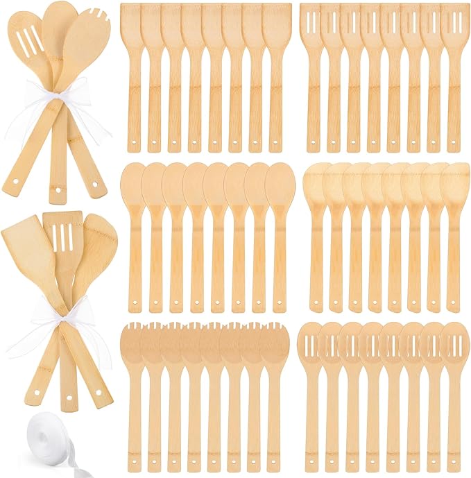 Reallnaive 72 Pcs Bamboo Spatula Wooden Kitchen Utensil Bulk 12''wood Spoon by Unknown