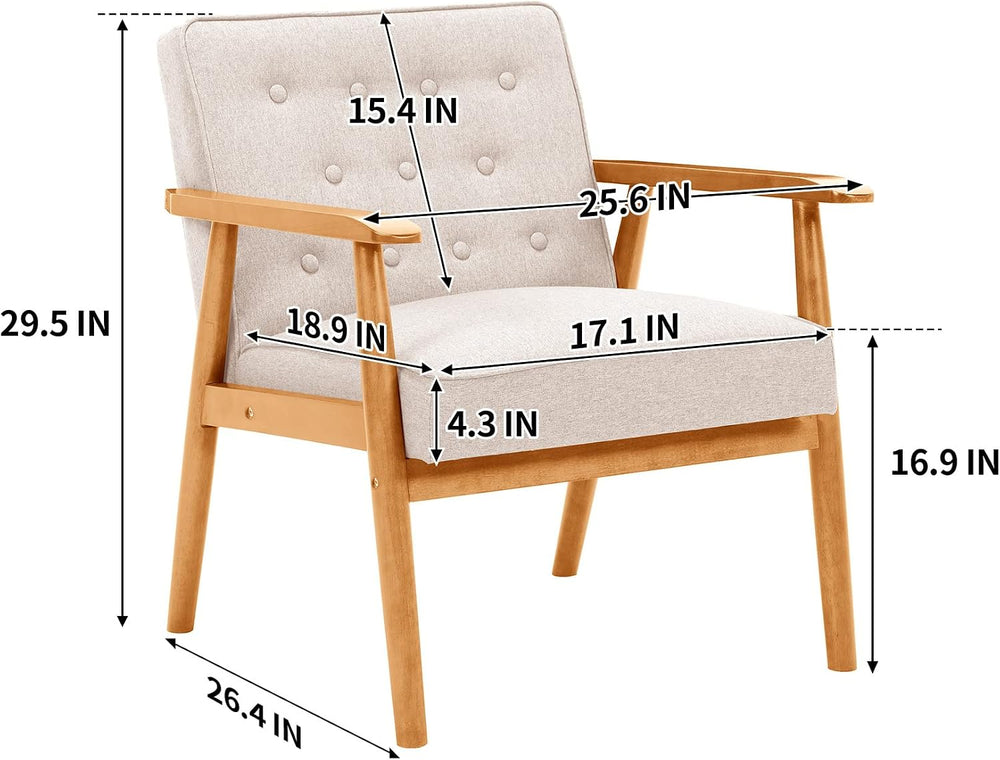 UNICOO® Mid-Century Retro Modern Accent Chairs, Solid Wood Armrest Lounge, Up...
