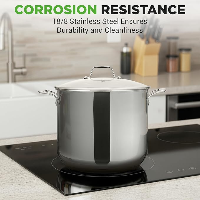 NutriChef 12 Quart Stainless Steel Stock Pot