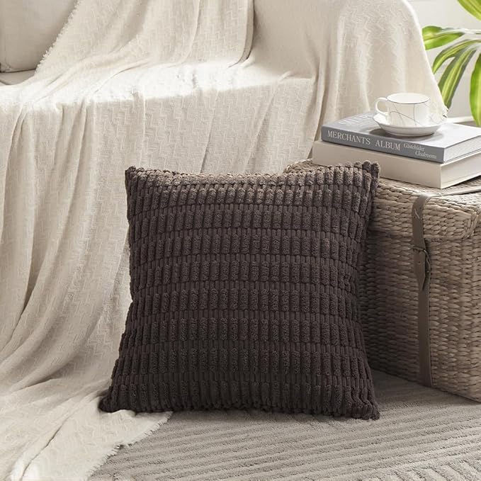 Fancy Homi 4 Packs Boho Dark Brown Decorative Throw Pillow Covers 22x22 Inch - Image 2