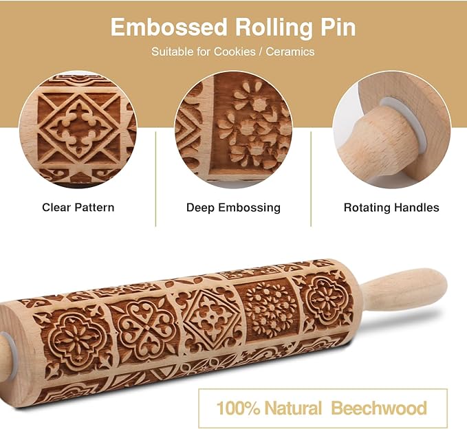 Christmas Embossed Rolling Pin for Baking Cookies Embossing Rolling Pins - Image 7
