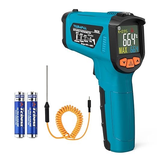 Tilswall Infrared Thermometer, -58°F to 1472°F, Non-Contact Digital Laser by Tilswall