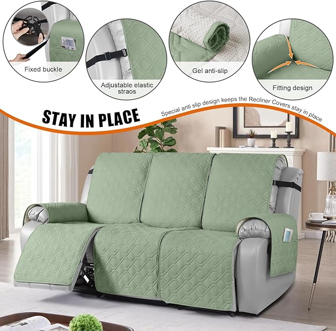 VANSOFY Waterproof Recliner Couch Covers, Sofa Covers 1-Piece Washable - Image 2