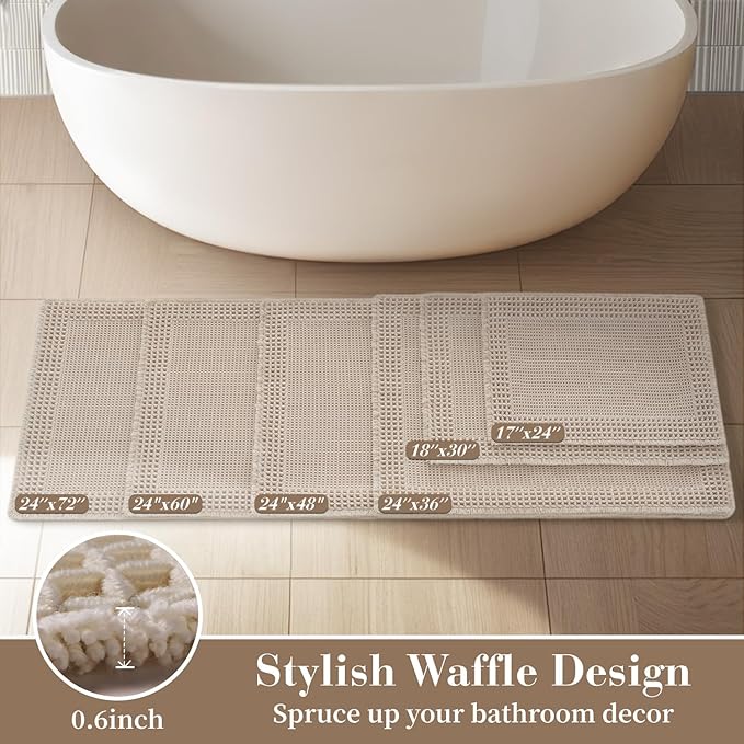RESARE Waffle Bath Mat, Super Absorbent Non Slip, Machine Washable, Ultra Soft - Image 5
