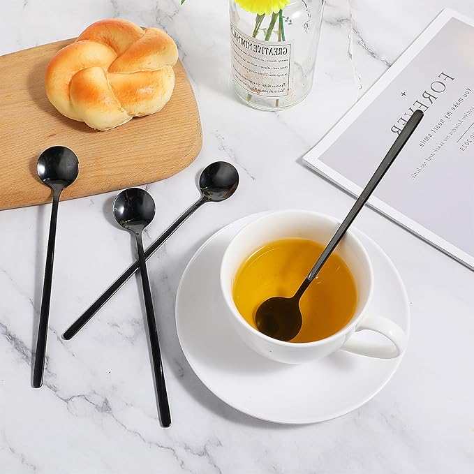 Gjinxi 4pc Satin Black Stainless Steel Coffee Spoons, 6.7 Inch Mini Teaspoons - Image 5