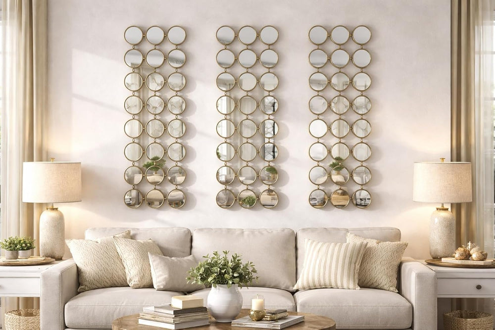 Gold Multi Mirror Wall Decor, 24 Mini Mirrors, 40.5 x 14.5 in