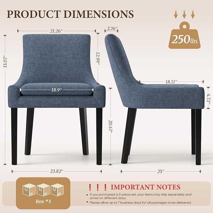 Modern Dining Chairs Set of 6, Upholstered Corduroy Dining Room Chairs with W...
