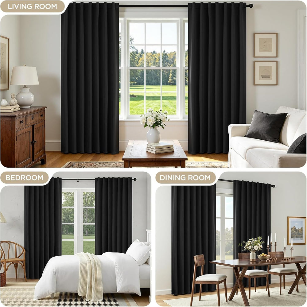 Joydeco Blackout Curtains for Bedroom, Black Out Curtains 108 Inch Long, Room...