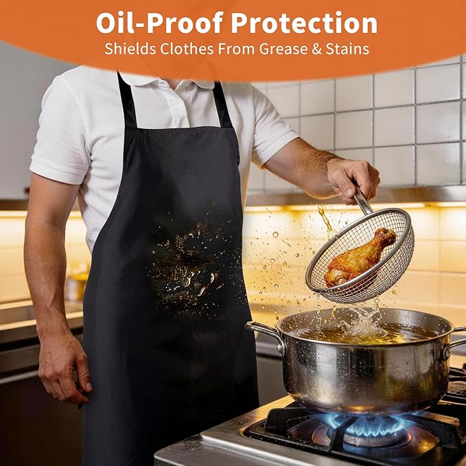 SHEOMERN Aprons for Men Kitchen Cooking – Waterproof & Oil Proof 3-Layer Long - Image 3