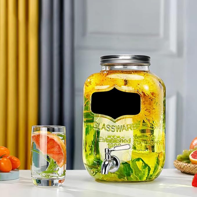 Accguan 1-Gallon Drink Dispenser, Glass Water Dispenser - Image 7