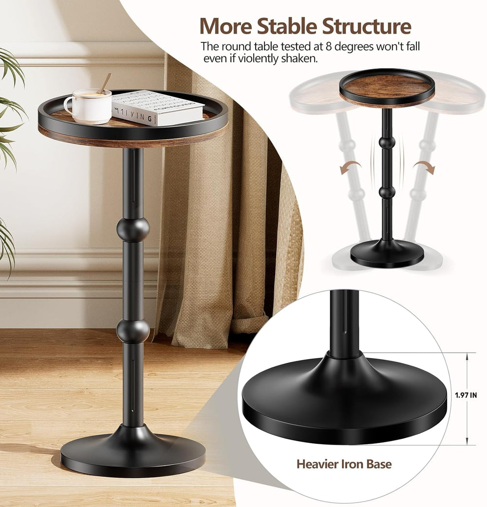 Small Round Side Table, Drink Table for Small Spaces, Modern Cocktail Table w...
