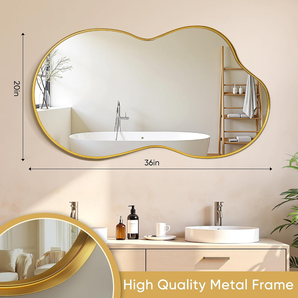Suidia Irregular Wall Mirror, 36"x20" Bathroom Mirror Asymmetrical ...
