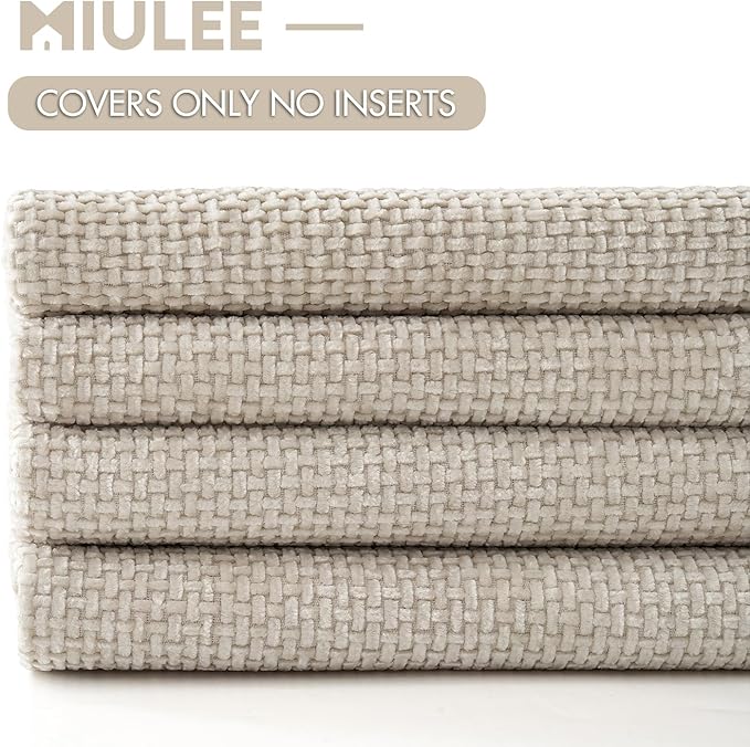 MIULEE Pack of 4 Couch Throw Pillow Covers 20x20 Inch Cream Soft Decorative - Image 6
