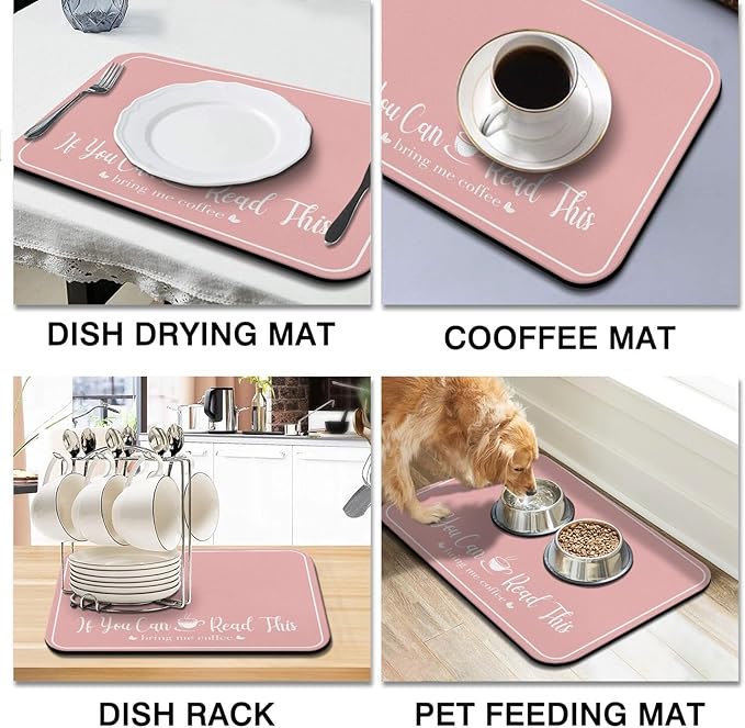 Coffee Bar Mat for Countertops 18inx24in, Absorbent Hide Stain Anti-Slip Cafe - Image 8