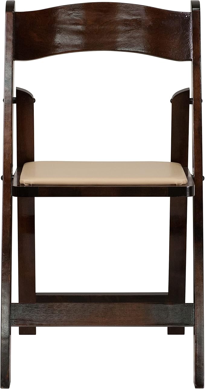 Flash Furniture 2 Pack HERCULES Series Fruitwood Wood Folding Chair with Viny...