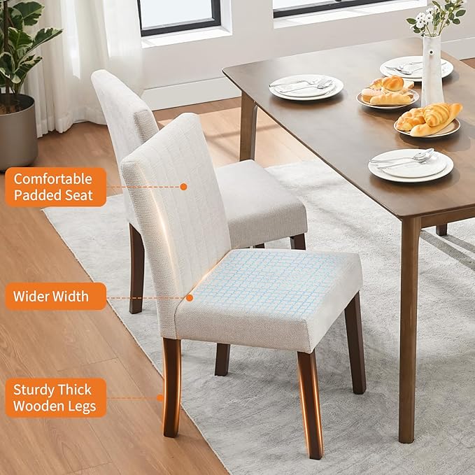 Upholstered Dining Chairs Set of 6, Modern Fabric Kitchen Side Chairs with St...