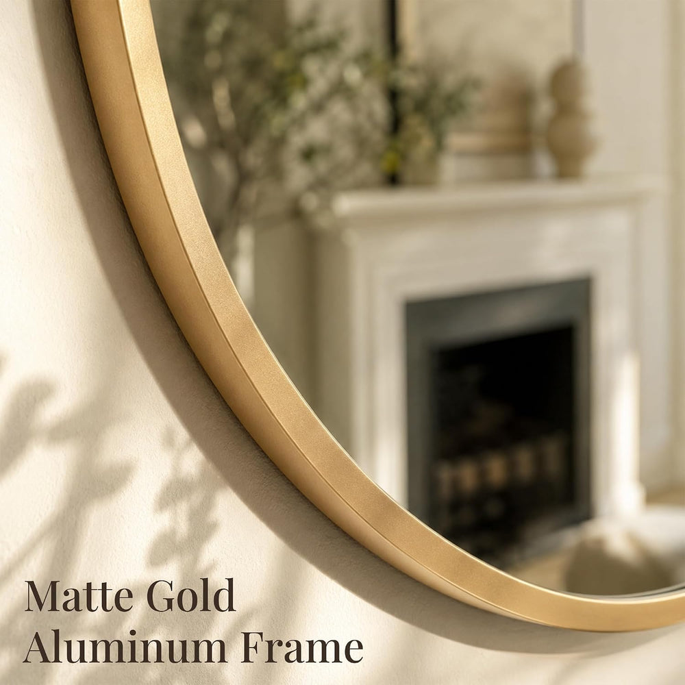Matte Gold 32x16.5 Inch Asymmetrical Organic Oval Wall Mirror