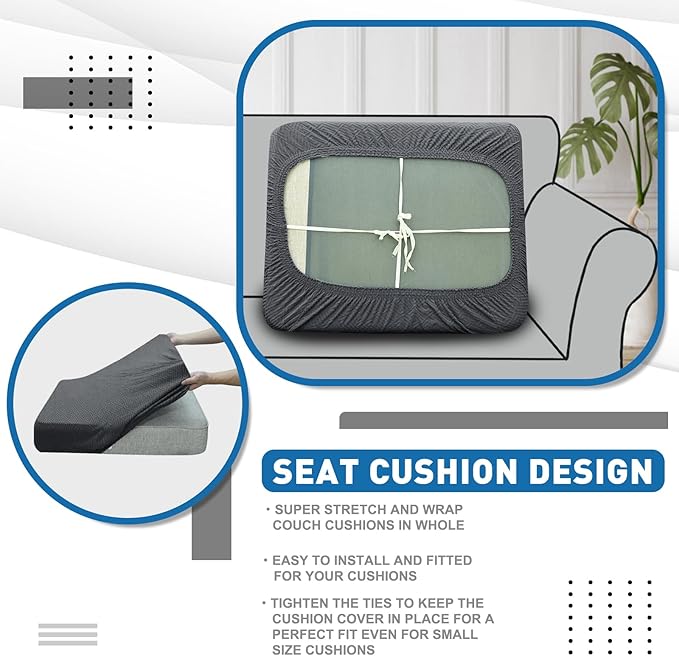 XINEAGE Large Couch Cushion Covers Seat Cushion Cover Thick Stretch Sofa - Image 6
