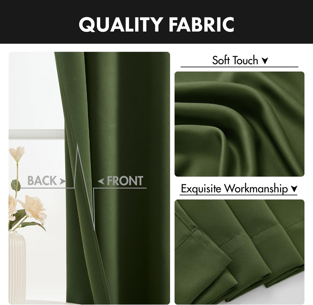 Miulee 4 Panels Short 36 Inch Blackout Kitchen Window Curtain Olive Green