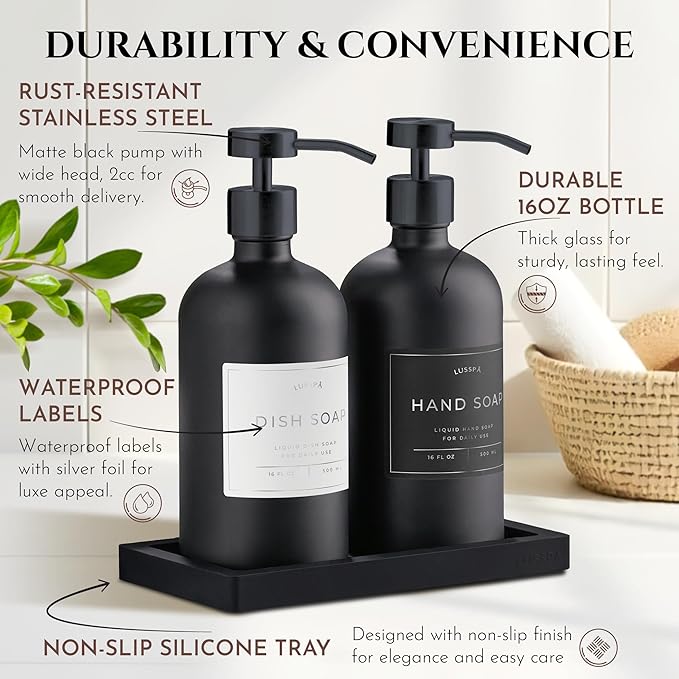 Glass Soap Dispenser Set of 2