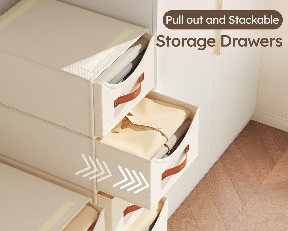 Stackable Storage Drawers - Collapsible Storage Bins with Drawers, 4 Pack Clo...