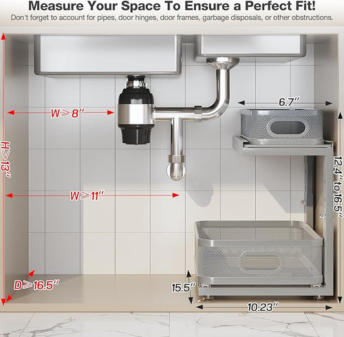 2 Pack 15.5IN-Depth Under Sink Organizer - Image 2